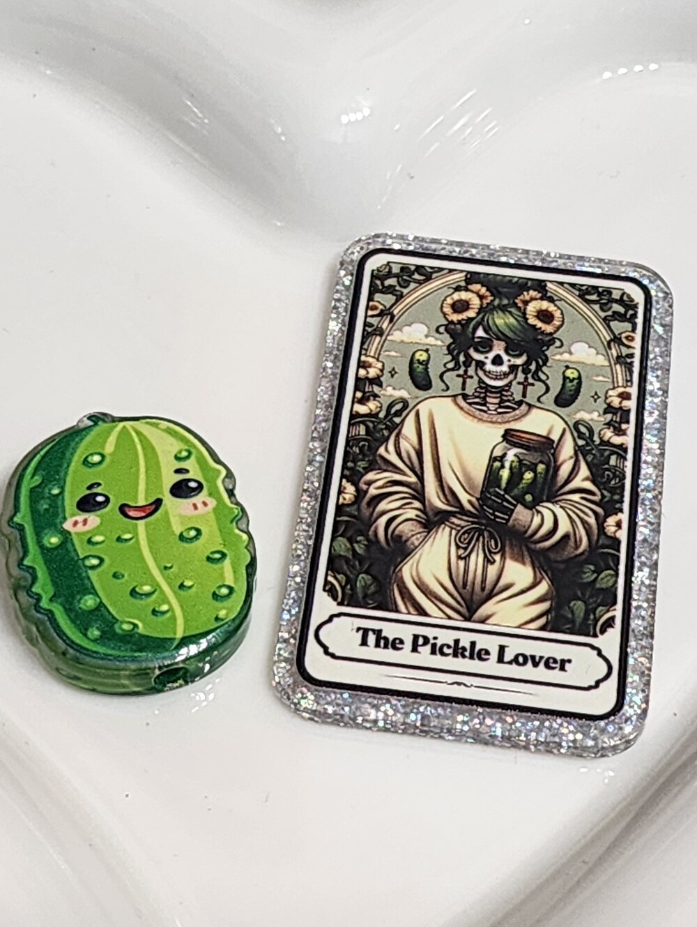 Pickle Lover Flatback Focal Bead Badge Keychain Crafts Beaded Pen Flats Magnet